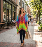Stylish Rhinestone Lace-Up V-Neck Women's Caftan Poncho Cover-Up by Sakkas Aymee - Che Cose Belle