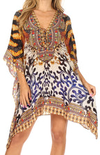 Stylish Rhinestone Lace-Up V-Neck Women's Caftan Poncho Cover-Up by Sakkas Aymee - Che Cose Belle