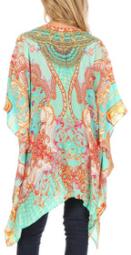 Stylish Rhinestone Lace-Up V-Neck Women's Caftan Poncho Cover-Up by Sakkas Aymee - Che Cose Belle