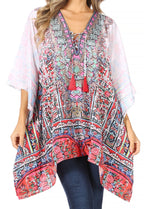 Stylish Rhinestone Lace-Up V-Neck Women's Caftan Poncho Cover-Up by Sakkas Aymee - Che Cose Belle
