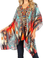 Stylish Rhinestone Lace-Up V-Neck Women's Caftan Poncho Cover-Up by Sakkas Aymee - Che Cose Belle