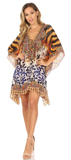Stylish Rhinestone Lace-Up V-Neck Women's Caftan Poncho Cover-Up by Sakkas Aymee - Che Cose Belle