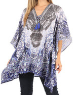 Stylish Rhinestone Lace-Up V-Neck Women's Caftan Poncho Cover-Up by Sakkas Aymee - Che Cose Belle