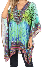 Stylish Rhinestone Lace-Up V-Neck Women's Caftan Poncho Cover-Up by Sakkas Aymee - Che Cose Belle