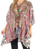 Stylish Rhinestone Lace-Up V-Neck Women's Caftan Poncho Cover-Up by Sakkas Aymee - Che Cose Belle