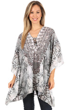 Stylish Rhinestone Lace-Up V-Neck Women's Caftan Poncho Cover-Up by Sakkas Aymee - Che Cose Belle