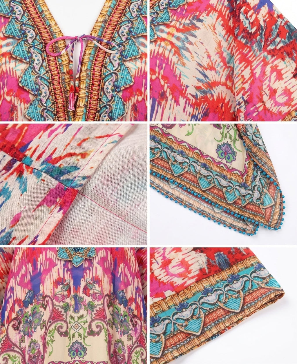 Stylish Rhinestone Lace-Up V-Neck Women's Caftan Poncho Cover-Up by Sakkas Aymee - Che Cose Belle
