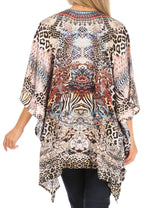 Stylish Rhinestone Lace-Up V-Neck Women's Caftan Poncho Cover-Up by Sakkas Aymee - Che Cose Belle