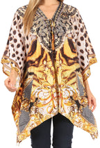 Stylish Rhinestone Lace-Up V-Neck Women's Caftan Poncho Cover-Up by Sakkas Aymee - Che Cose Belle