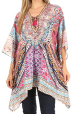 Stylish Rhinestone Lace-Up V-Neck Women's Caftan Poncho Cover-Up by Sakkas Aymee - Che Cose Belle