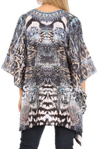 Stylish Rhinestone Lace-Up V-Neck Women's Caftan Poncho Cover-Up by Sakkas Aymee - Che Cose Belle