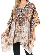 Stylish Rhinestone Lace-Up V-Neck Women's Caftan Poncho Cover-Up by Sakkas Aymee - Che Cose Belle