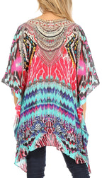Stylish Rhinestone Lace-Up V-Neck Women's Caftan Poncho Cover-Up by Sakkas Aymee - Che Cose Belle