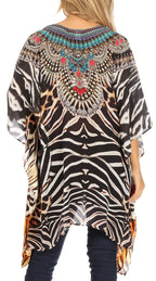Stylish Rhinestone Lace-Up V-Neck Women's Caftan Poncho Cover-Up by Sakkas Aymee - Che Cose Belle