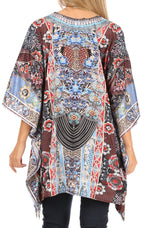 Stylish Rhinestone Lace-Up V-Neck Women's Caftan Poncho Cover-Up by Sakkas Aymee - Che Cose Belle