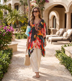 Stylish Rhinestone Lace-Up V-Neck Women's Caftan Poncho Cover-Up by Sakkas Aymee - Che Cose Belle