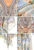 Stylish Rhinestone Lace-Up V-Neck Women's Caftan Poncho Cover-Up by Sakkas Aymee - Che Cose Belle