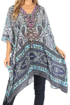Stylish Rhinestone Lace-Up V-Neck Women's Caftan Poncho Cover-Up by Sakkas Aymee - Che Cose Belle