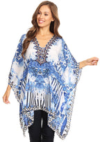 Stylish Rhinestone Lace-Up V-Neck Women's Caftan Poncho Cover-Up by Sakkas Aymee - Che Cose Belle