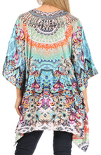 Stylish Rhinestone Lace-Up V-Neck Women's Caftan Poncho Cover-Up by Sakkas Aymee - Che Cose Belle