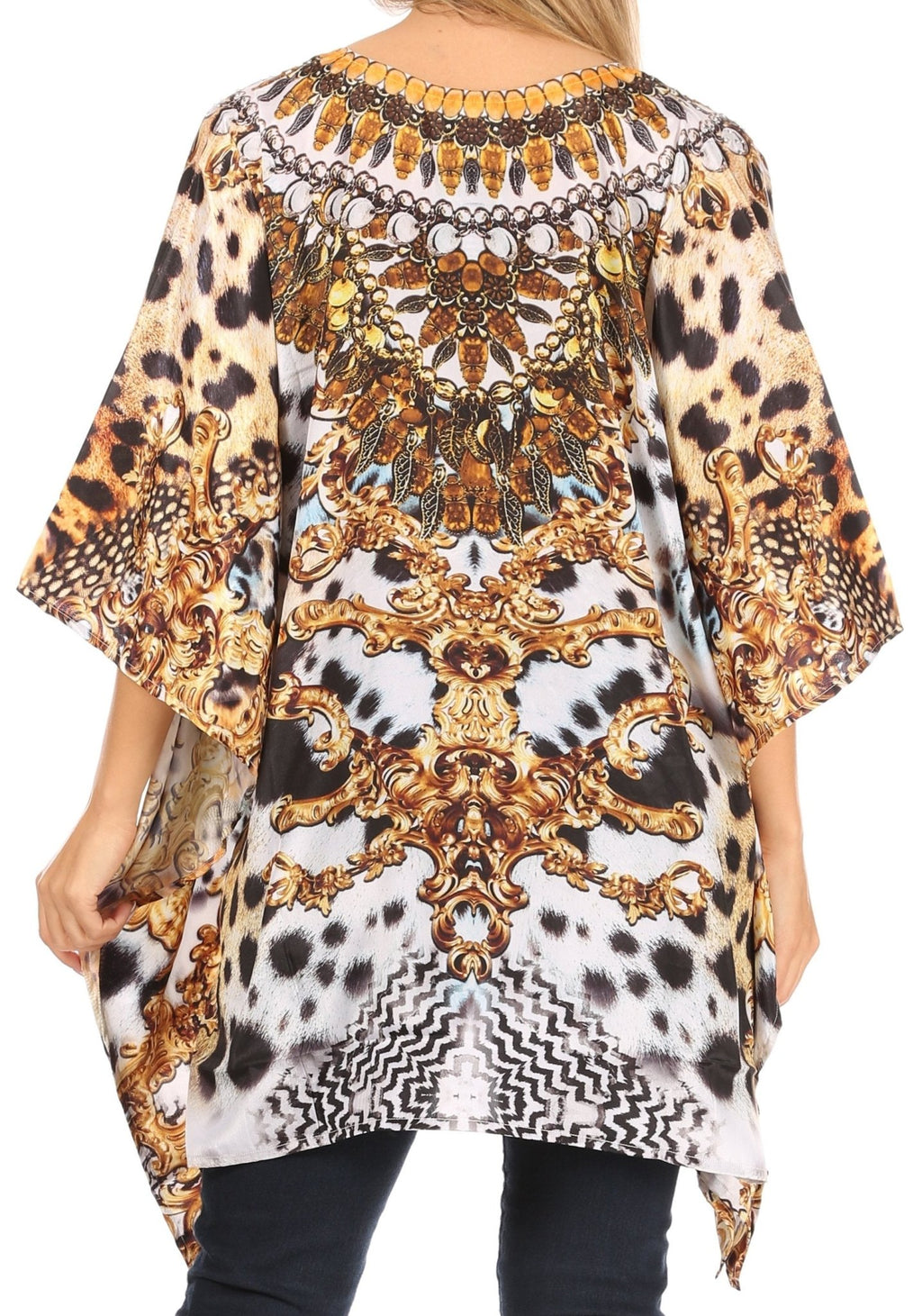 Stylish Rhinestone Lace-Up V-Neck Women's Caftan Poncho Cover-Up by Sakkas Aymee - Che Cose Belle