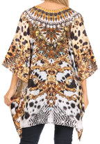 Stylish Rhinestone Lace-Up V-Neck Women's Caftan Poncho Cover-Up by Sakkas Aymee - Che Cose Belle