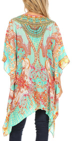 Stylish Rhinestone Lace-Up V-Neck Women's Caftan Poncho Cover-Up by Sakkas Aymee - Che Cose Belle
