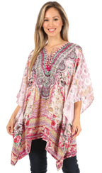 Stylish Rhinestone Lace-Up V-Neck Women's Caftan Poncho Cover-Up by Sakkas Aymee - Che Cose Belle