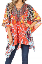 Stylish Rhinestone Lace-Up V-Neck Women's Caftan Poncho Cover-Up by Sakkas Aymee - Che Cose Belle