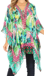 Stylish Rhinestone Lace-Up V-Neck Women's Caftan Poncho Cover-Up by Sakkas Aymee - Che Cose Belle
