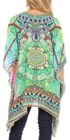 Stylish Rhinestone Lace-Up V-Neck Women's Caftan Poncho Cover-Up by Sakkas Aymee - Che Cose Belle