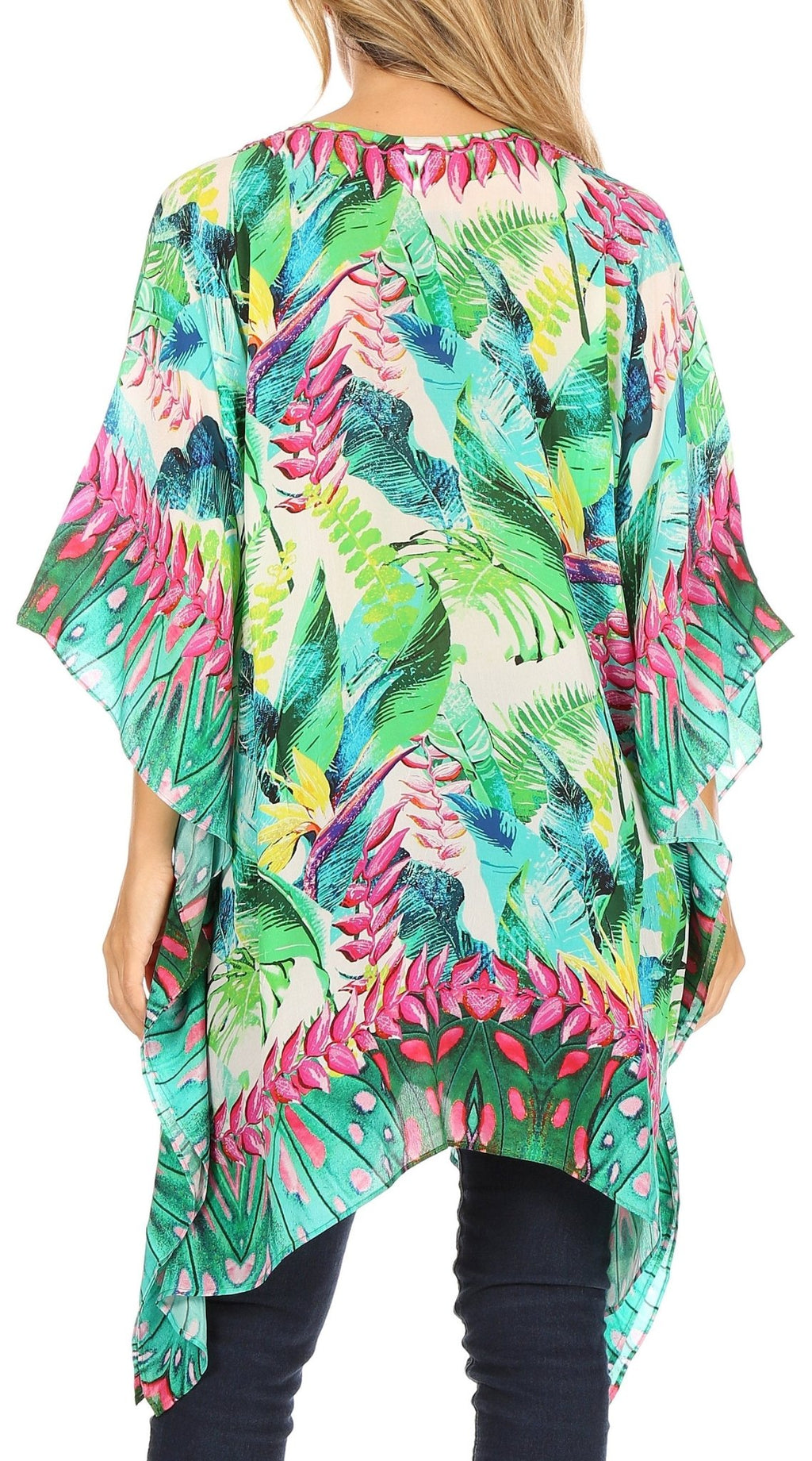 Stylish Rhinestone Lace-Up V-Neck Women's Caftan Poncho Cover-Up by Sakkas Aymee - Che Cose Belle