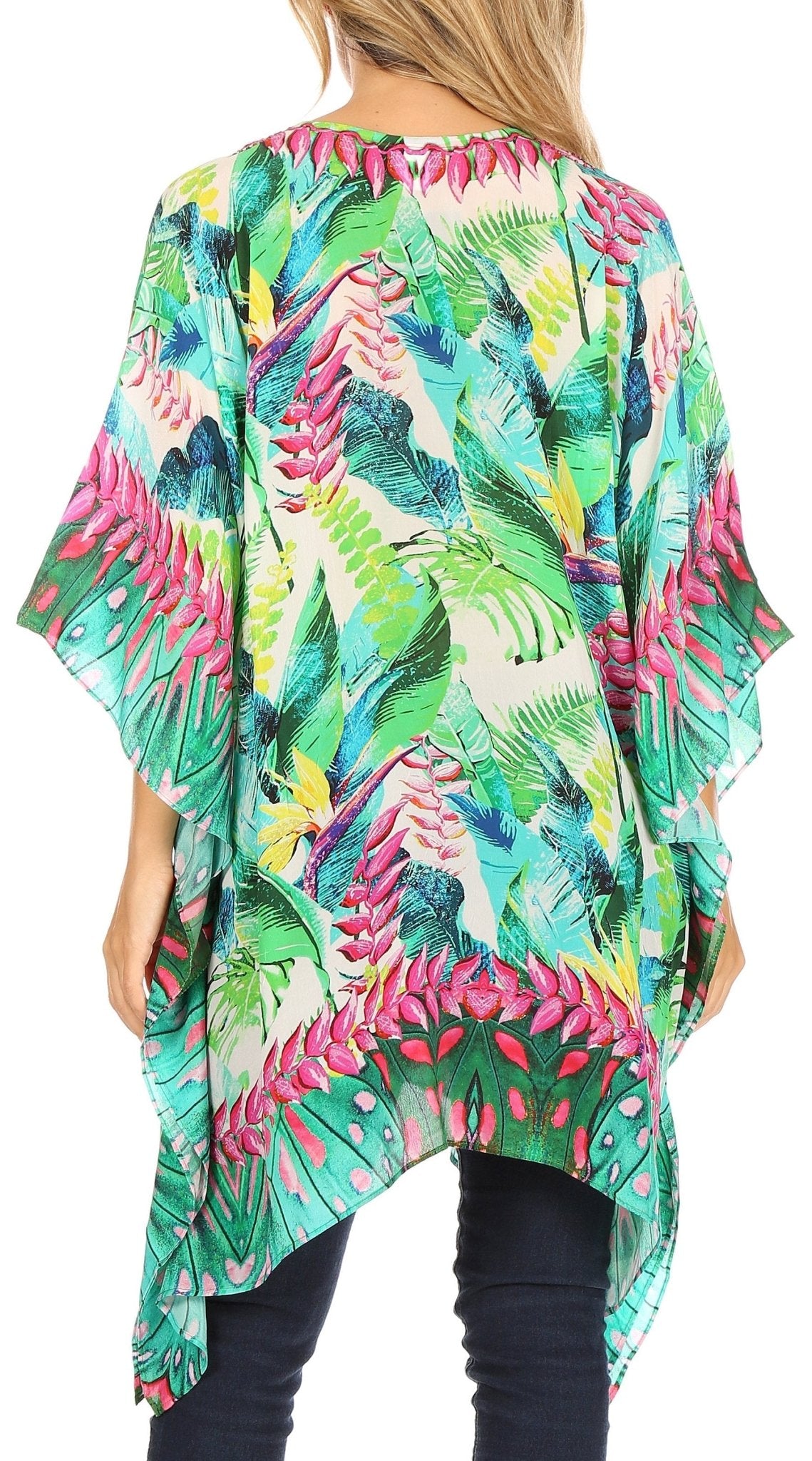 Stylish Rhinestone Lace-Up V-Neck Women's Caftan Poncho Cover-Up by Sakkas Aymee - Che Cose Belle