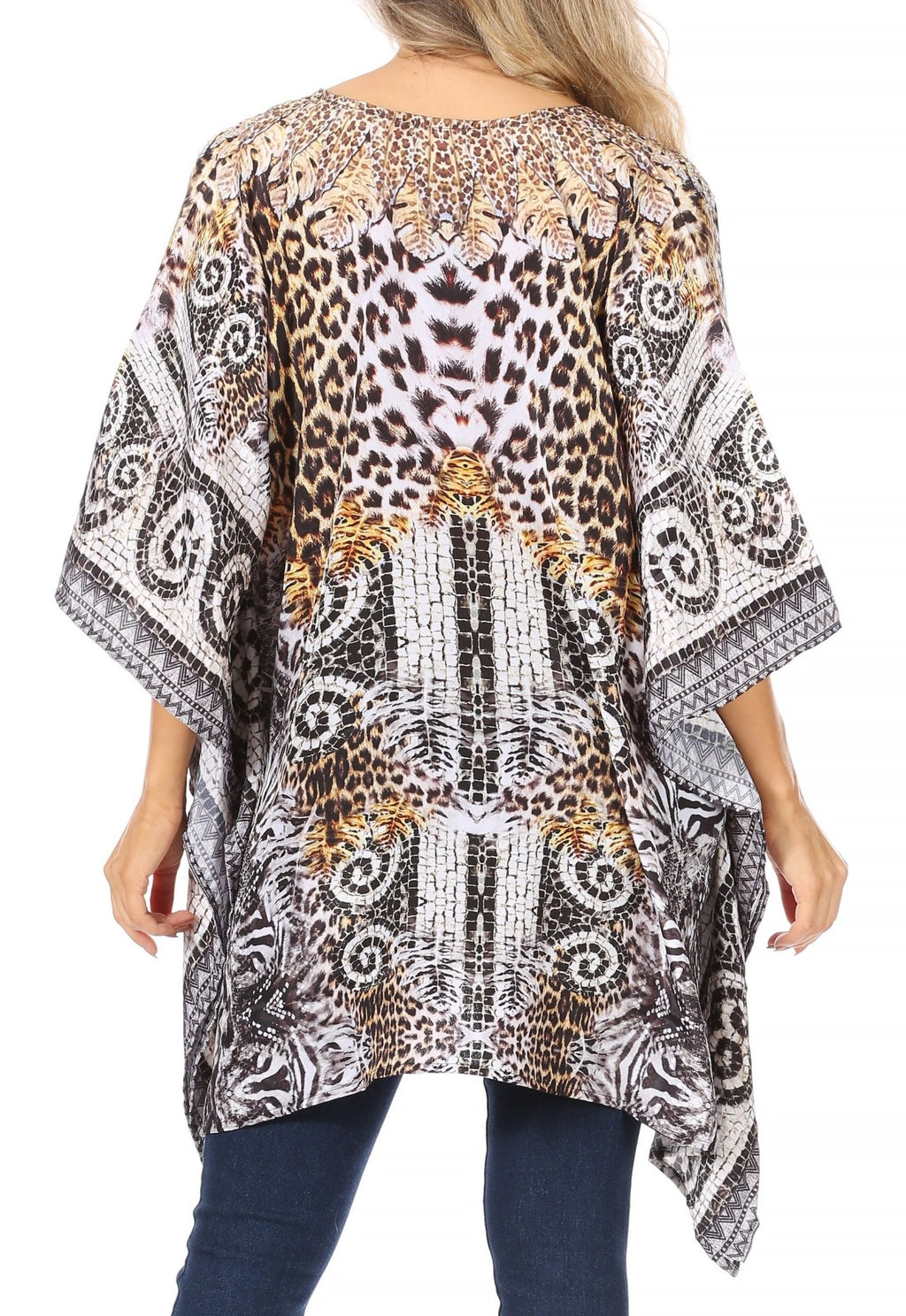 Stylish Rhinestone Lace-Up V-Neck Women's Caftan Poncho Cover-Up by Sakkas Aymee - Che Cose Belle
