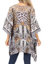 Stylish Rhinestone Lace-Up V-Neck Women's Caftan Poncho Cover-Up by Sakkas Aymee - Che Cose Belle