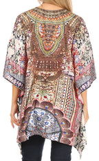 Stylish Rhinestone Lace-Up V-Neck Women's Caftan Poncho Cover-Up by Sakkas Aymee - Che Cose Belle