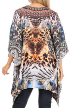 Stylish Rhinestone Lace-Up V-Neck Women's Caftan Poncho Cover-Up by Sakkas Aymee - Che Cose Belle