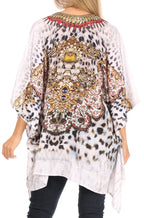 Stylish Rhinestone Lace-Up V-Neck Women's Caftan Poncho Cover-Up by Sakkas Aymee - Che Cose Belle