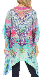 Stylish Rhinestone Lace-Up V-Neck Women's Caftan Poncho Cover-Up by Sakkas Aymee - Che Cose Belle