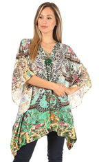 Stylish Rhinestone Lace-Up V-Neck Women's Caftan Poncho Cover-Up by Sakkas Aymee - Che Cose Belle