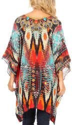 Stylish Rhinestone Lace-Up V-Neck Women's Caftan Poncho Cover-Up by Sakkas Aymee - Che Cose Belle