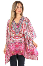 Stylish Rhinestone Lace-Up V-Neck Women's Caftan Poncho Cover-Up by Sakkas Aymee - Che Cose Belle