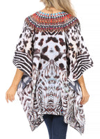 Stylish Rhinestone Lace-Up V-Neck Women's Caftan Poncho Cover-Up by Sakkas Aymee - Che Cose Belle