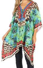 Stylish Rhinestone Lace-Up V-Neck Women's Caftan Poncho Cover-Up by Sakkas Aymee - Che Cose Belle