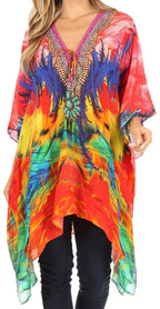 Stylish Rhinestone Lace-Up V-Neck Women's Caftan Poncho Cover-Up by Sakkas Aymee - Che Cose Belle