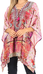 Stylish Rhinestone Lace-Up V-Neck Women's Caftan Poncho Cover-Up by Sakkas Aymee - Che Cose Belle