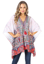 Stylish Rhinestone Lace-Up V-Neck Women's Caftan Poncho Cover-Up by Sakkas Aymee - Che Cose Belle