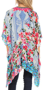 Stylish Rhinestone Lace-Up V-Neck Women's Caftan Poncho Cover-Up by Sakkas Aymee - Che Cose Belle