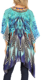 Stylish Rhinestone Lace-Up V-Neck Women's Caftan Poncho Cover-Up by Sakkas Aymee - Che Cose Belle
