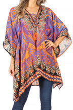 Stylish Rhinestone Lace-Up V-Neck Women's Caftan Poncho Cover-Up by Sakkas Aymee - Che Cose Belle